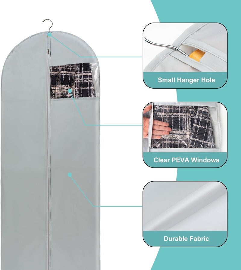 MS KITCHEN Dress Bags for Gowns Long, 4 Pack-65" Long Dress Bags Foldable Long Garment Bag with Clear Window for Storage and Travel-24"x65"/4 Pack - Image 3